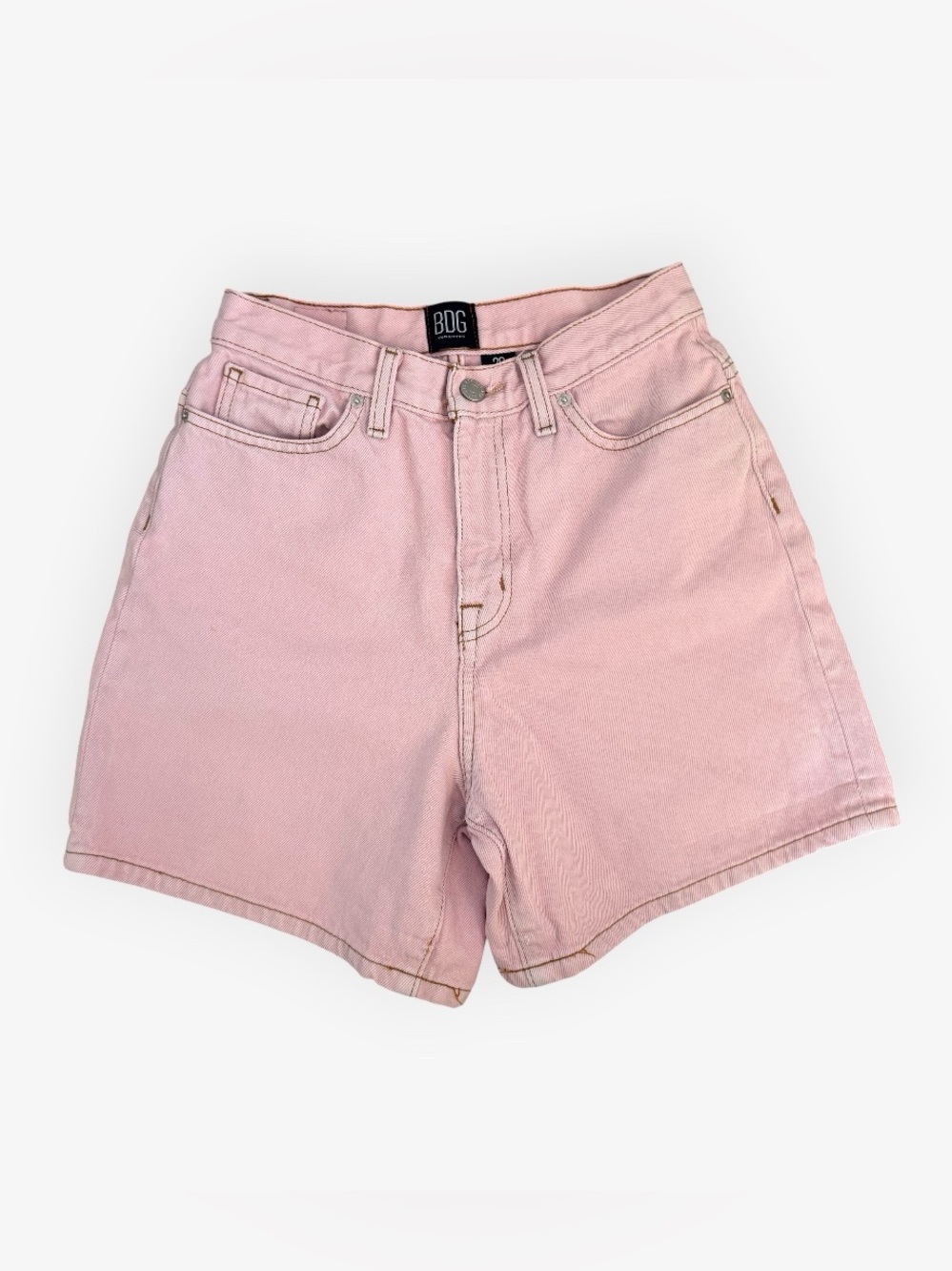 BDG Urban Outfitters Pastel Pink Denim Mom Shorts High Waisted Summer Size 26
